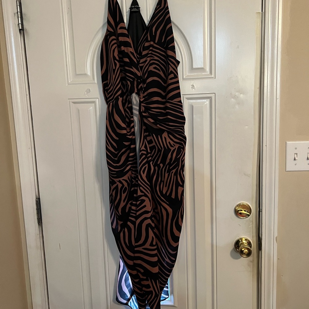 City Chic Black and Brown Asymmetrical Dress